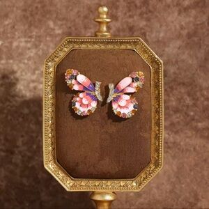 Vintage Couture Butterfly Jewel Earrings